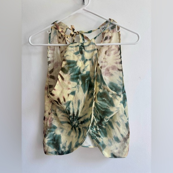Zara Tie Up Halter Multicolour Tie-Dye Top - Picture 3 of 8